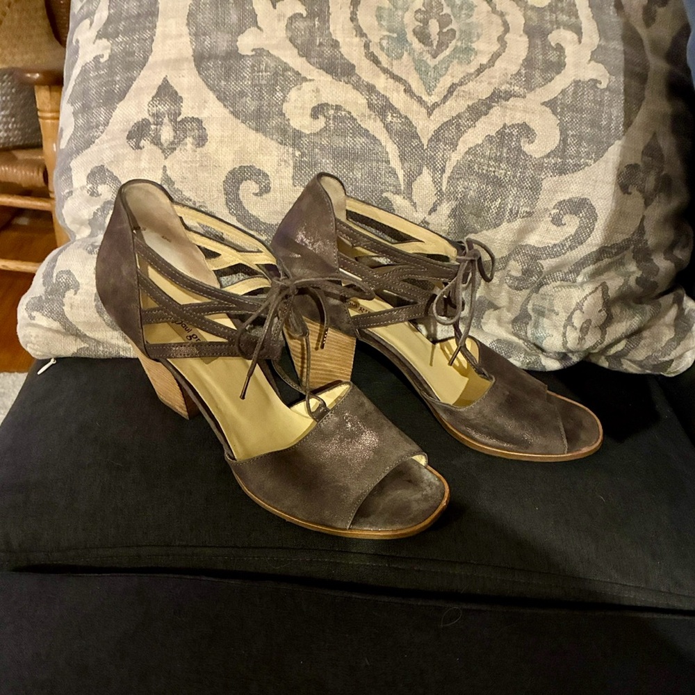Paul Green Sz7 Veronica D’Orsay Elegant metallic Brown Lace-Up Women's Heels